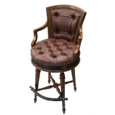 Tufted leather swivel bar or counter stool 2