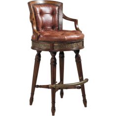 Tufted leather swivel bar or counter stool