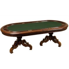 Mahogany, professional style oval poker table brass cup holders and chip racks 2