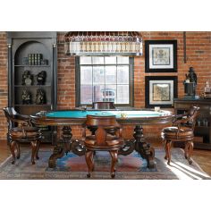 Mahogany, professional style oval poker table brass cup holders and chip racks