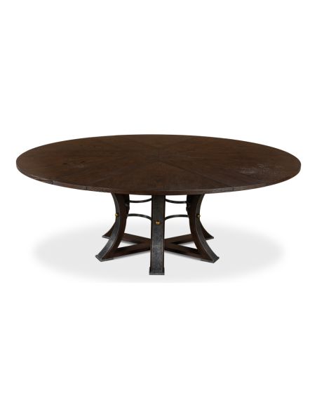 Large round table with self storing leaves.