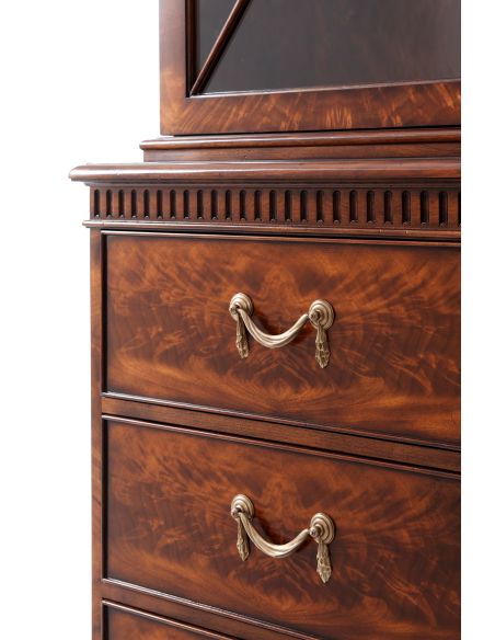 High end dining room furniture, mahogany breakfront bookcase