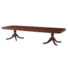 Mahogany and Brass Inlaid Twin Pedestal Dining Table 2