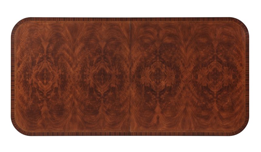 Mahogany and Brass Inlaid Twin Pedestal Dining Table