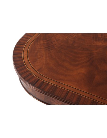 Mahogany and Brass Inlaid Twin Pedestal Dining Table