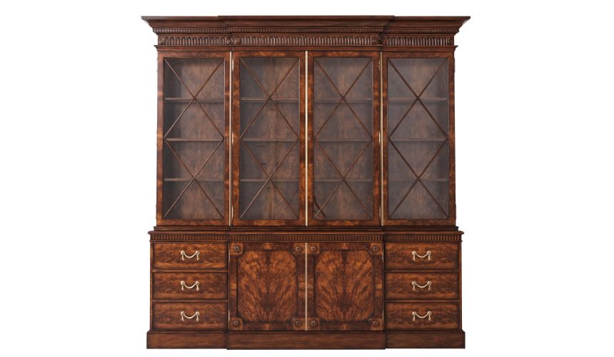 Mahogany and Brass Inlaid Twin Pedestal Dining Table