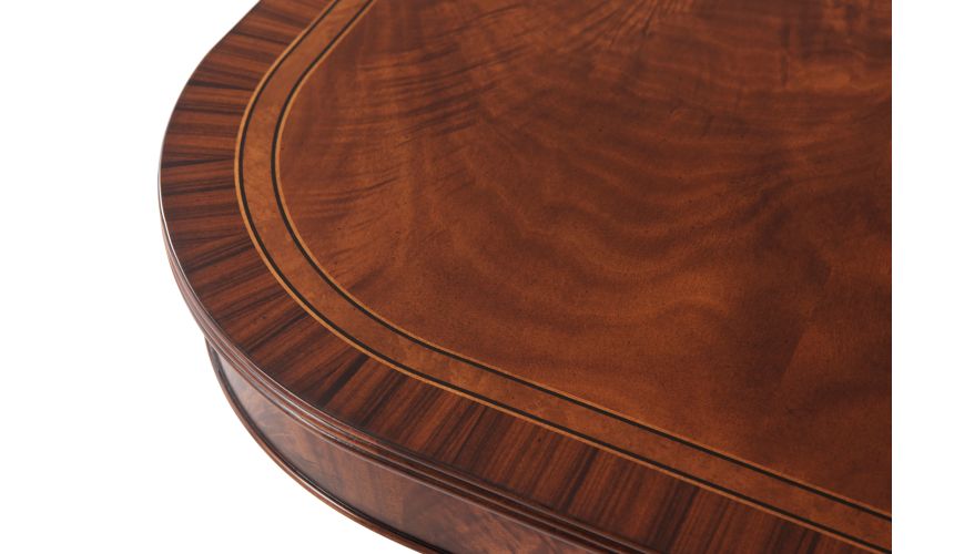 Mahogany and Brass Inlaid Twin Pedestal Dining Table