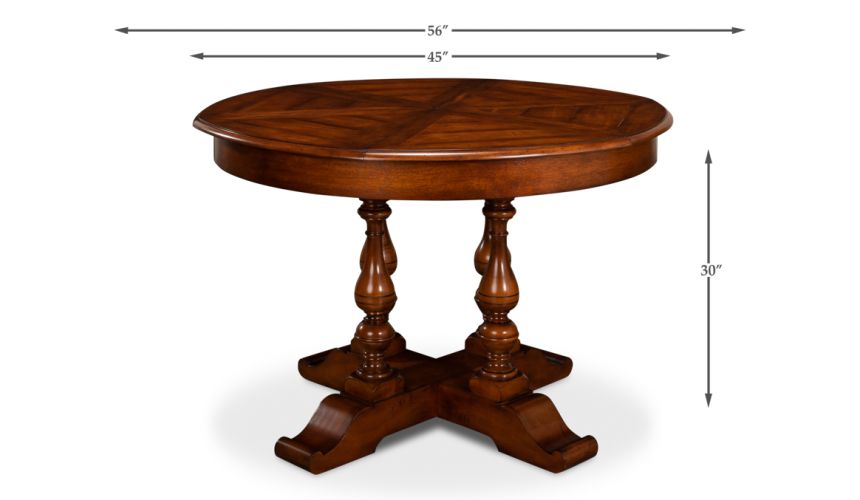 Solid walnut circular jupe dining table