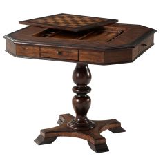 Reversible Leather & Chess Inlaid Center, Inlaid Backgammon Board Well