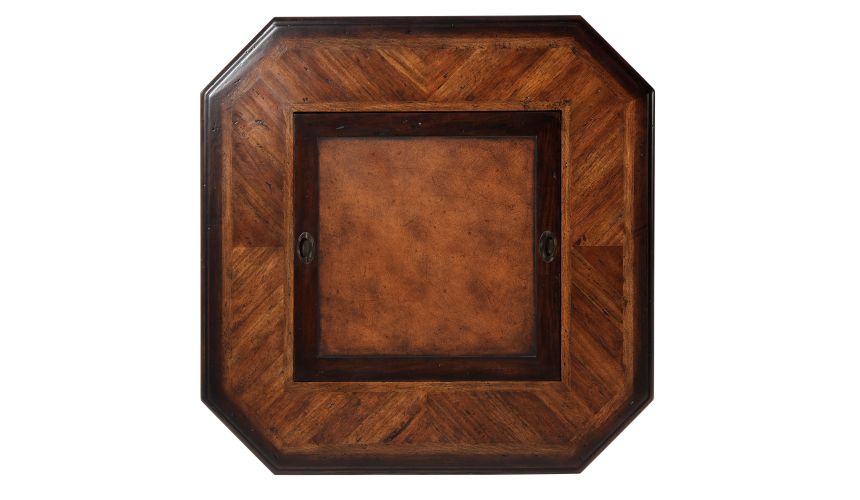 Reversible Leather & Chess Inlaid Center, Inlaid Backgammon Board Well