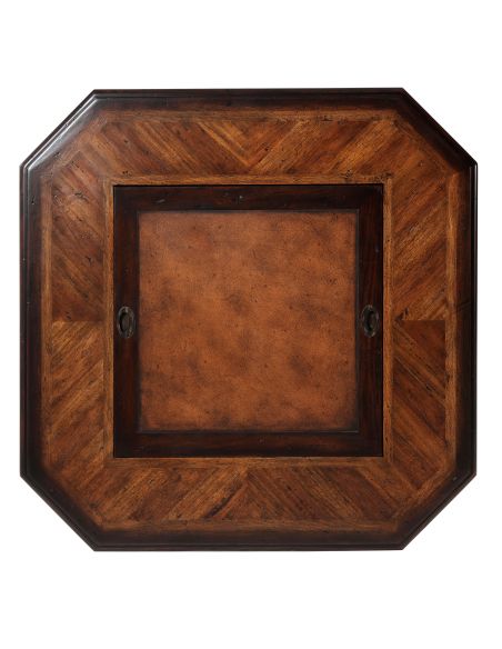 Reversible Leather & Chess Inlaid Center, Inlaid Backgammon Board Well