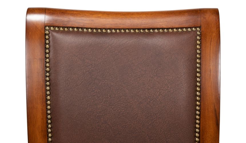 Leather and walnut, dining chair