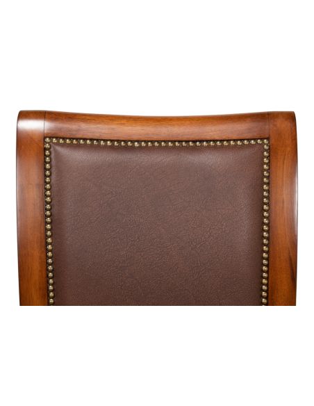 Leather and walnut, dining chair