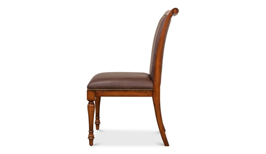 Leather and walnut, dining chair
