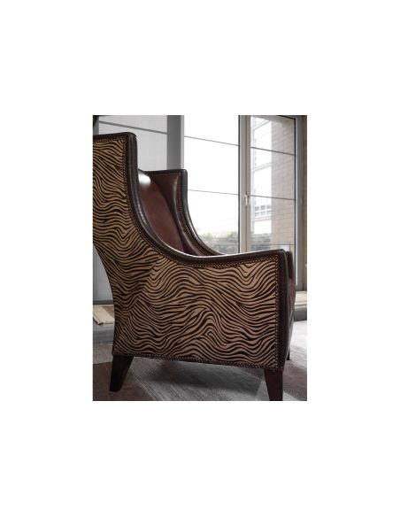 Modern animal print armchair tufted