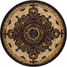 A beautiful and calming design with a captivating mosaic pattern and a color palette of browns, golds, and blues.