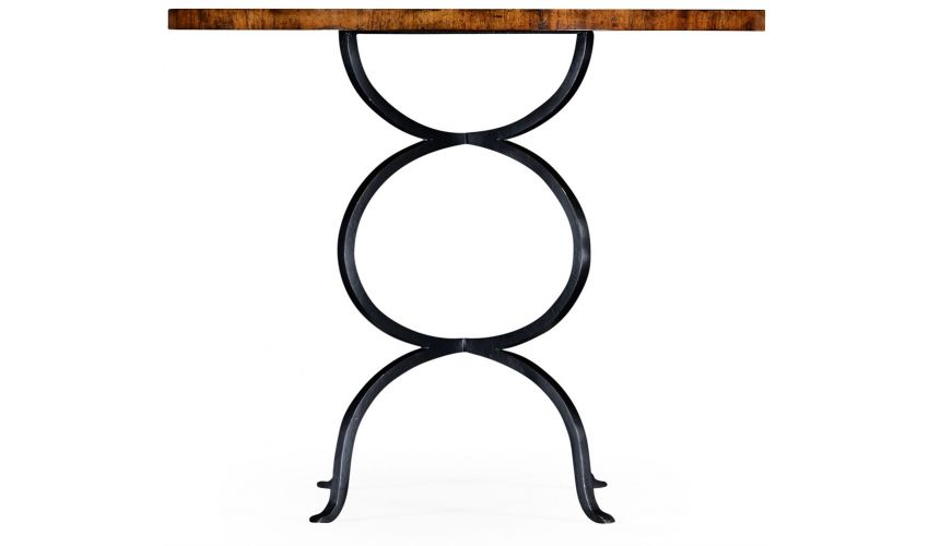 Walnut bistro style panelled round centre table