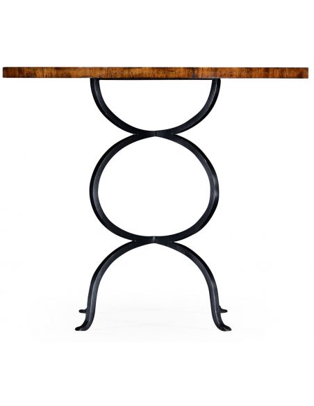 Walnut bistro style panelled round centre table