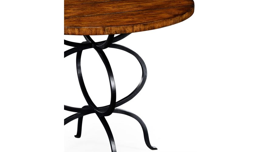 Walnut bistro style panelled round centre table