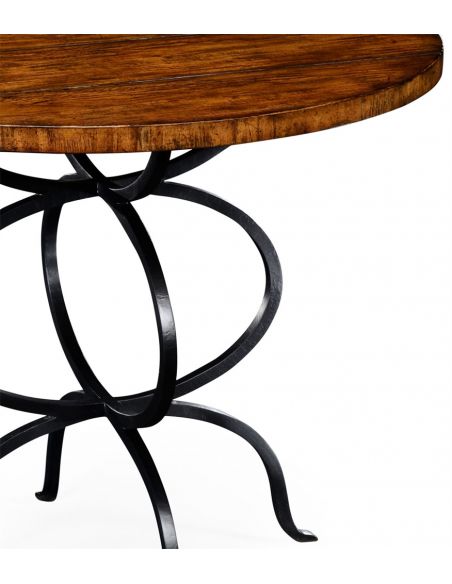Walnut bistro style panelled round centre table