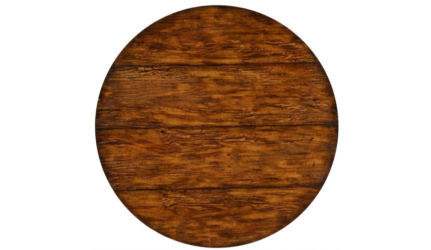 Walnut bistro style panelled round centre table