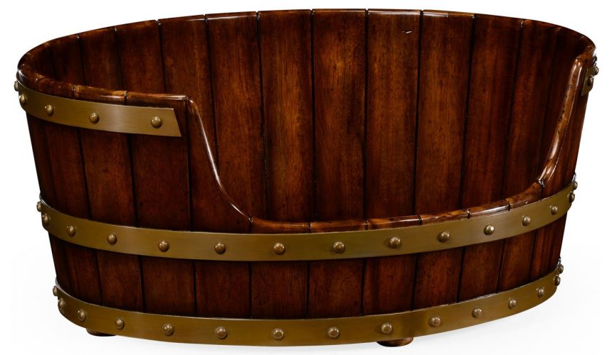 Walnut wooden dog bed.