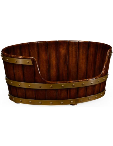 Walnut wooden dog bed.