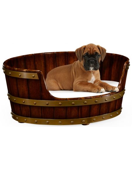 Walnut wooden dog bed.