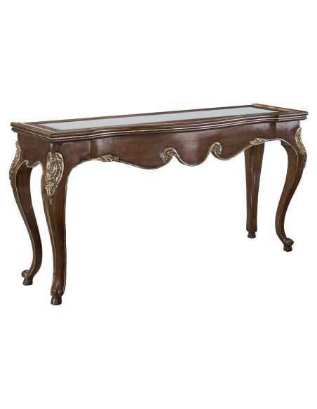 Intricately carved wooden console table