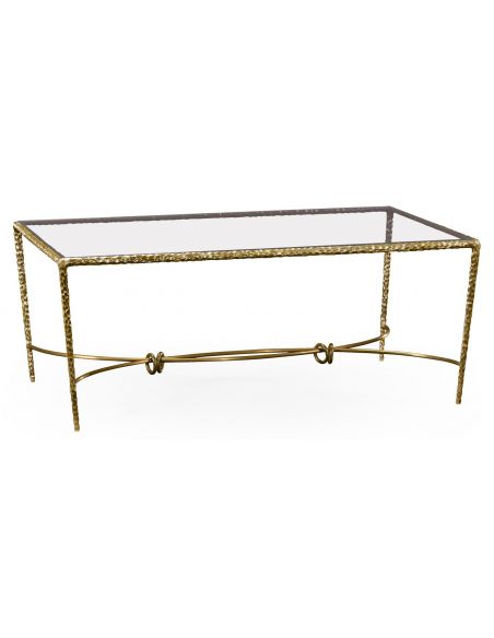 Brass hammered rectangular coffee table