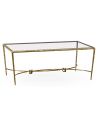 Brass hammered rectangular coffee table