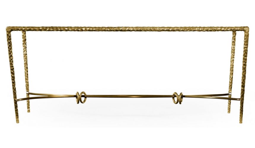 Brass hammered rectangular coffee table