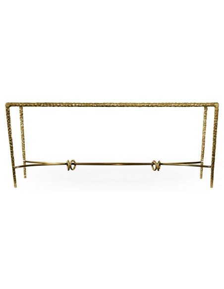 Brass hammered rectangular coffee table