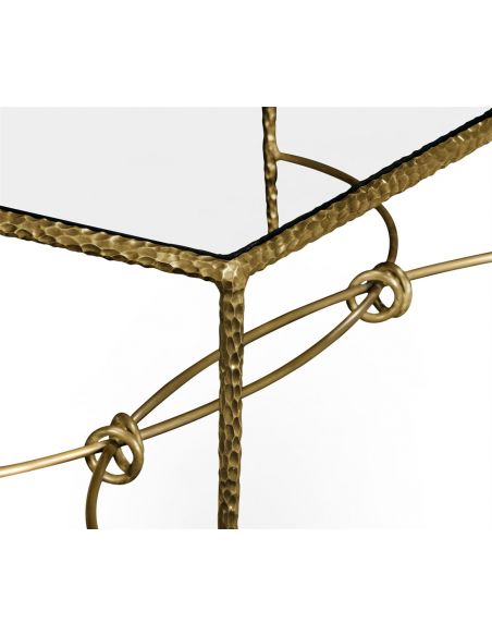 Brass hammered rectangular coffee table