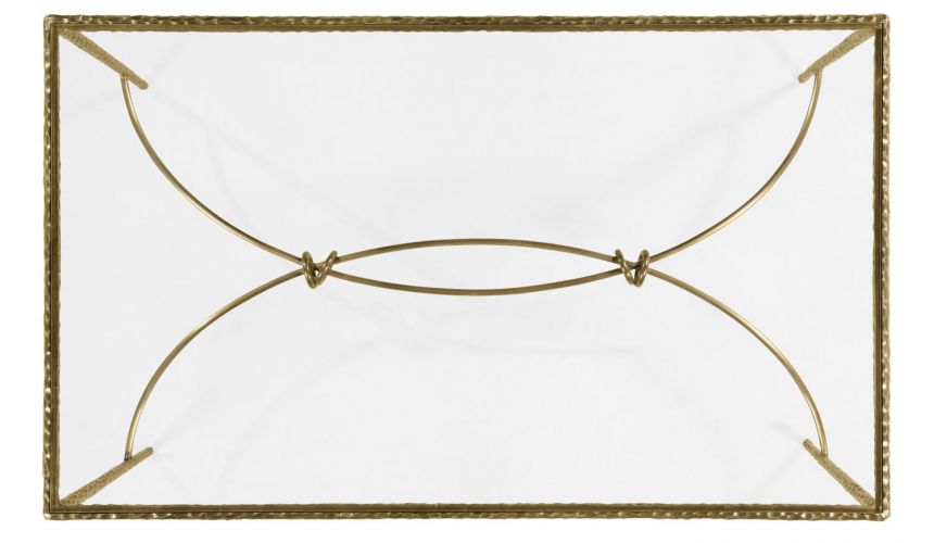 Brass hammered rectangular coffee table