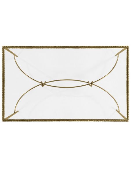 Brass hammered rectangular coffee table