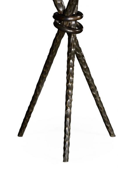 Bronze hammered iron circular wine table tripod base