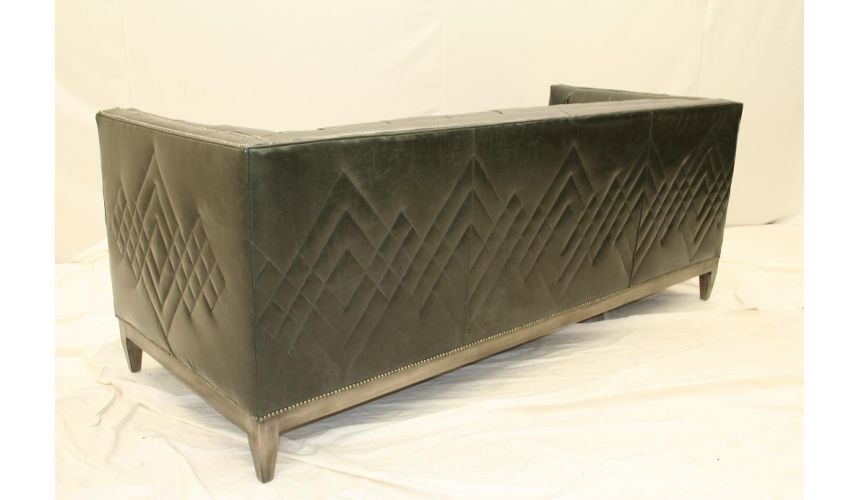 SOFA, COUCH & LOVESEAT 7 Cool, Black Leather Tufted Sofa, Custom Stitching