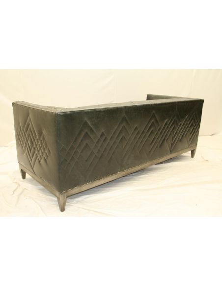 SOFA, COUCH & LOVESEAT 7 Cool, Black Leather Tufted Sofa, Custom Stitching
