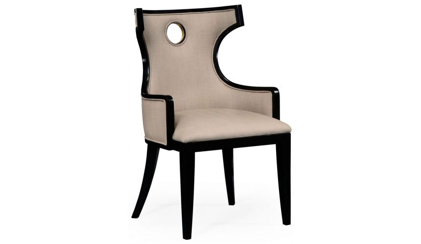 Greek revival Biedermeier black armchair.