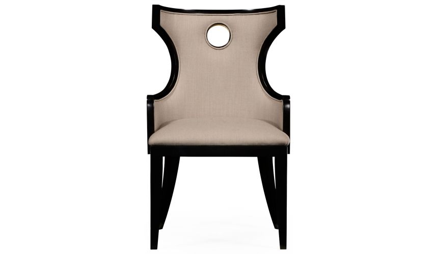 Greek revival Biedermeier black armchair.