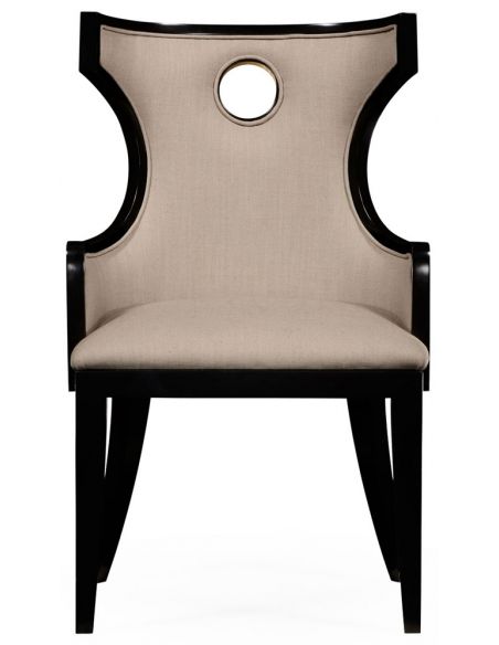 Greek revival Biedermeier black armchair.