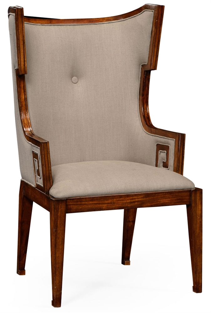 Greek key design Biedermeier walnut armchair