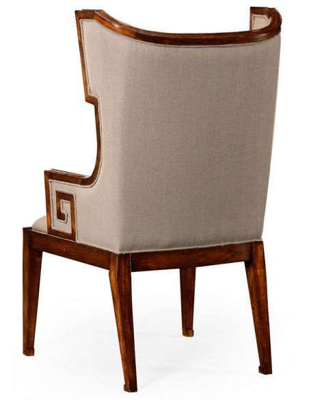 Greek key design Biedermeier walnut armchair