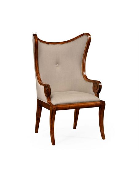 Walnut "butterfly" upholstered armchair.