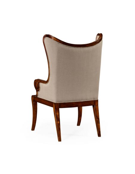 Walnut "butterfly" upholstered armchair.