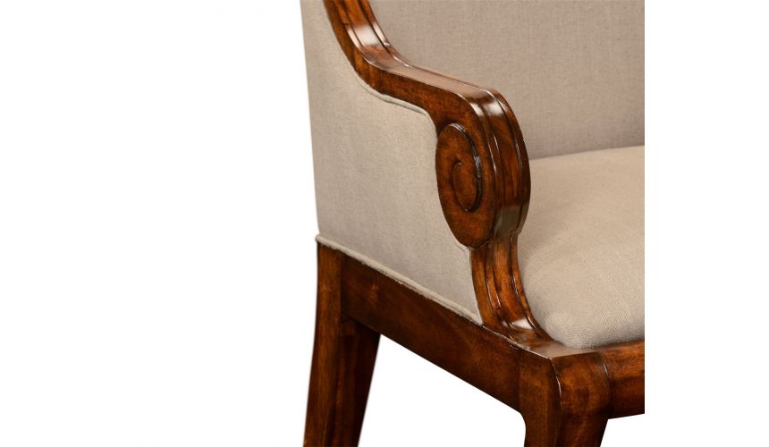 Walnut "butterfly" upholstered armchair.