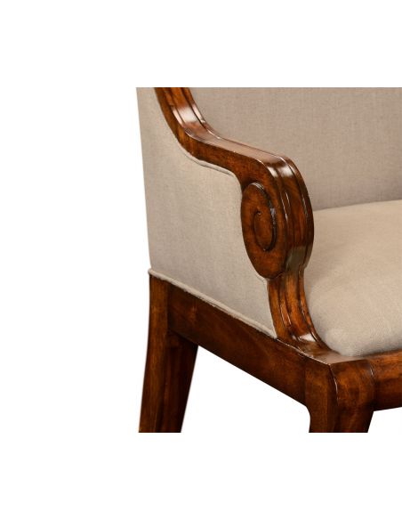 Walnut "butterfly" upholstered armchair.