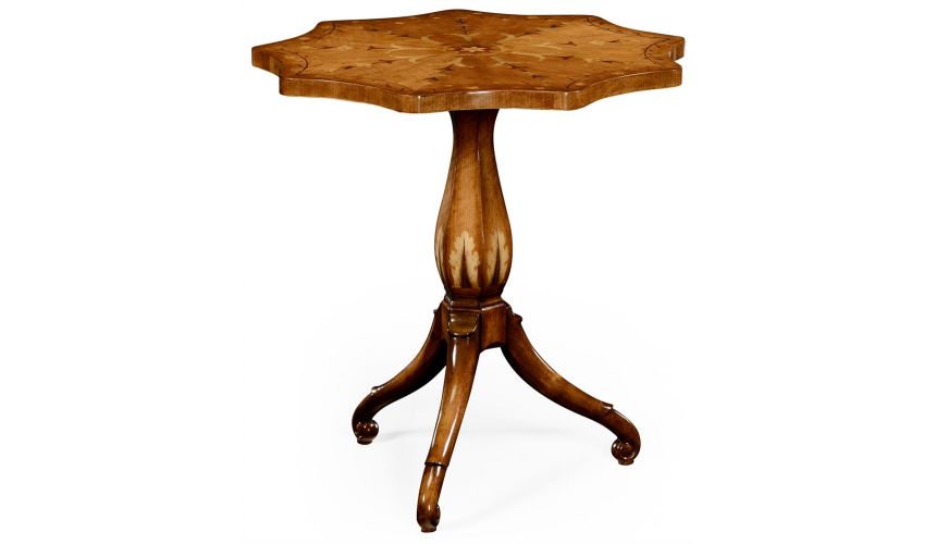 Finely inlaid lamp table with nine sided top
