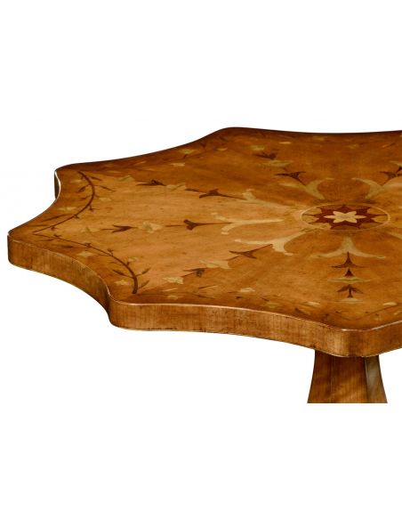 Finely inlaid lamp table with nine sided top